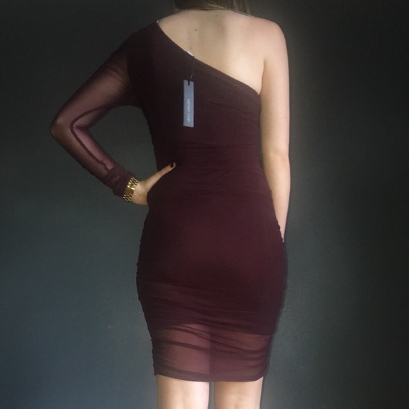 Purple Bodycon One Shoulder Dress - Picture 2 of 8